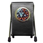 Fractal Triangle Geometric Abstract Pattern Pen Holder Desk Clock Front