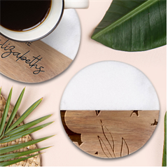 Abstract Boho Bohemian Style Retro Vintage Classic Marble Wood Coaster (round) 