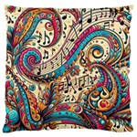 Paisley Print Musical Notes Standard Premium Plush Fleece Cushion Case (Two Sides) Back