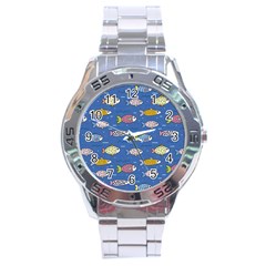 Sea Fish Blue Submarine Animals Patteen Stainless Steel Analogue Watch