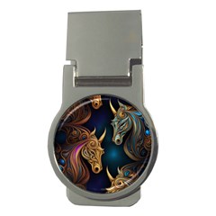 Pattern With Horses Money Clips (round) 