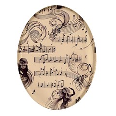 Musical Swirls Ladies Oval Glass Fridge Magnet (4 Pack)