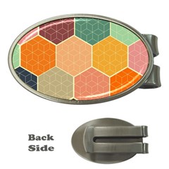 Abstract Hex Hexagon Grid Pattern Honeycomb Money Clips (oval) 