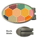 Abstract Hex Hexagon Grid Pattern Honeycomb Money Clips (Oval)  Front