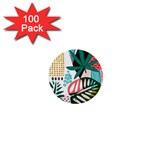 Abstract Seamless Pattern With Tropical Leaves 1  Mini Buttons (100 pack)  Front
