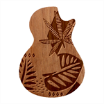 Abstract Seamless Pattern With Tropical Leaves Guitar Shape Wood Guitar Pick Holder Case And Picks Set Front