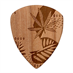 Abstract Seamless Pattern With Tropical Leaves Guitar Shape Wood Guitar Pick Holder Case And Picks Set Pick