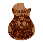 Schwarz katze punk Guitar Shape Wood Guitar Pick Holder Case And Picks Set Front