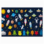 Big Set Cute Astronauts Space Planets Stars Aliens Rockets Ufo Constellations Satellite Moon Rover V Large Glasses Cloth Front