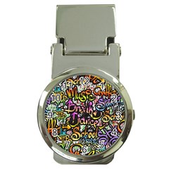 Graffiti Word Seamless Pattern Money Clip Watches
