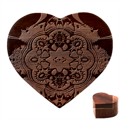 Gelb Floral Heart Wood Jewelry Box