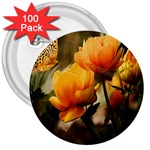 Yellow Butterfly Flower 3  Buttons (100 pack)  Front