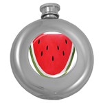 Watermelon Pillow Fluffy Round Hip Flask (5 oz) Front