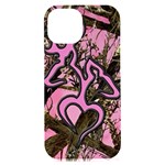 Pink Browning Deer Glitter Camo Camouflage iPhone 15 Plus Black UV Print PC Hardshell Case Front