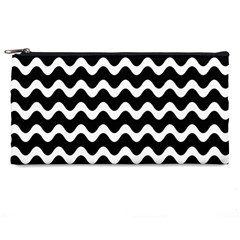 Wave-black White Pencil Case