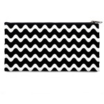 Wave-black White Pencil Case Back
