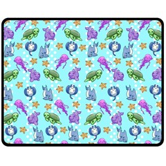Sea Ocean Sealife Turtle Jellyfish Fleece Blanket (medium)