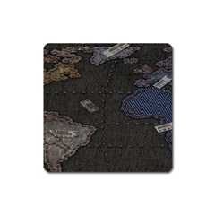 World Map Square Magnet