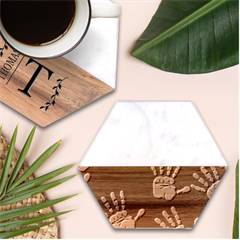Handprints Hand Print Colourful Marble Wood Coaster (hexagon) 