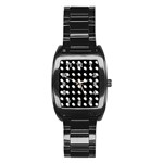 Background Dots Circles Graphic Stainless Steel Barrel Watch Front