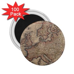 Old Vintage Classic Map Of Europe 2 25  Magnets (100 Pack) 