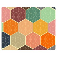 Abstract Hex Hexagon Grid Pattern Honeycomb Two Sides Premium Plush Fleece Blanket (teen Size)