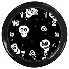 Skull Pattern Wall Clock (black)