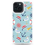 Nautical Marine Symbols Seamless Pattern iPhone 15 Plus TPU UV Print Case Front
