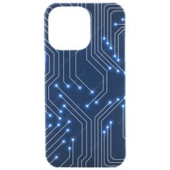Seamless Pattern Of Glowing Circuit Board Neon Technology Iphone 15 Pro Max Black Uv Print Pc Hardshell Case
