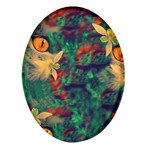 Illustrations Color Cat Flower Abstract Textures Orange Oval Glass Fridge Magnet (4 pack) Front