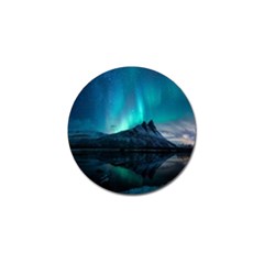 Aurora Borealis Mountain Reflection Golf Ball Marker