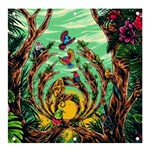Monkey Tiger Bird Parrot Forest Jungle Style Banner and Sign 4  x 4  Front