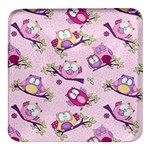 Owls Bird Animal Pattern Square Glass Fridge Magnet (4 pack) Front