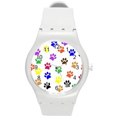 Pawprints Paw Prints Paw Animal Round Plastic Sport Watch (m)