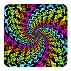 3d Grateful Dead 90 s Neon Dancing Bears Square Glass Fridge Magnet (4 Pack)