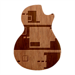 Pattern Design Abstract Lilac Guitar Shape Wood Guitar Pick Holder Case And Picks Set Front