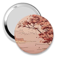 Pastel Nature , Art, Blue, Cute, Nature, Pink 3  Handbag Mirrors