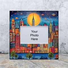 City New York Nyc Skyscraper Skyline Downtown Night Business Urban Travel Landmark Building Architec White Box Photo Frame 4  X 6 