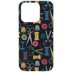 Pattern Seamless Texture Sewing iPhone 15 Pro Black UV Print PC Hardshell Case Front