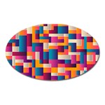 Abstract Geometry Blocks Oval Magnet Front