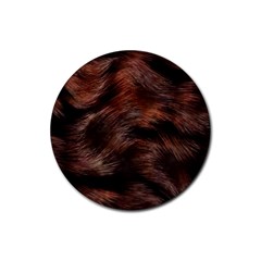 Brown Wool Texture Rubber Round Coaster (4 Pack)