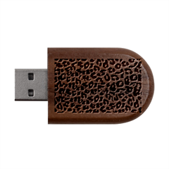 Giraffe Texture, Close-up, Giraffe Skin Texture Wood Oval Usb Flash Drive