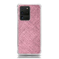 Pink Fabric Texture, Knitted Pink Texture, Samsung Galaxy S20 Ultra 6 9 Inch Tpu Uv Case