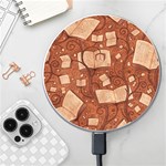 Retro Education Texture, Creative Education Background Wireless Fast Charger(White) Front