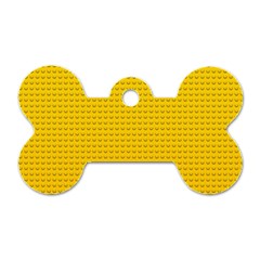Yellow Lego Texture, Macro, Yellow Dots Background Dog Tag Bone (two Sides)