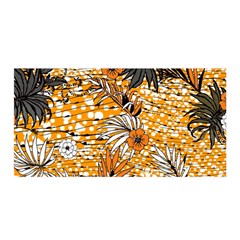 Leaf Yellow Point Flower White Satin Wrap 35  X 70 