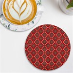 Illustrations Ajrak Abstract Design Pattern UV Print Round Tile Coaster Front