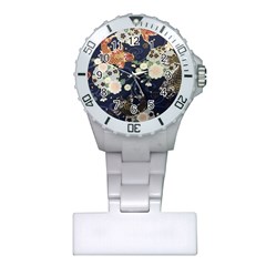 Japanese Wave Koi Illustration Pattern Plastic Nurses Watch