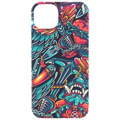 Vintage Tattoos Colorful Seamless Pattern Iphone 15 Pro Black Uv Print Pc Hardshell Case