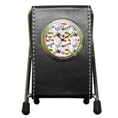Pattern Seamless Texture Cartoon Pen Holder Desk Clock